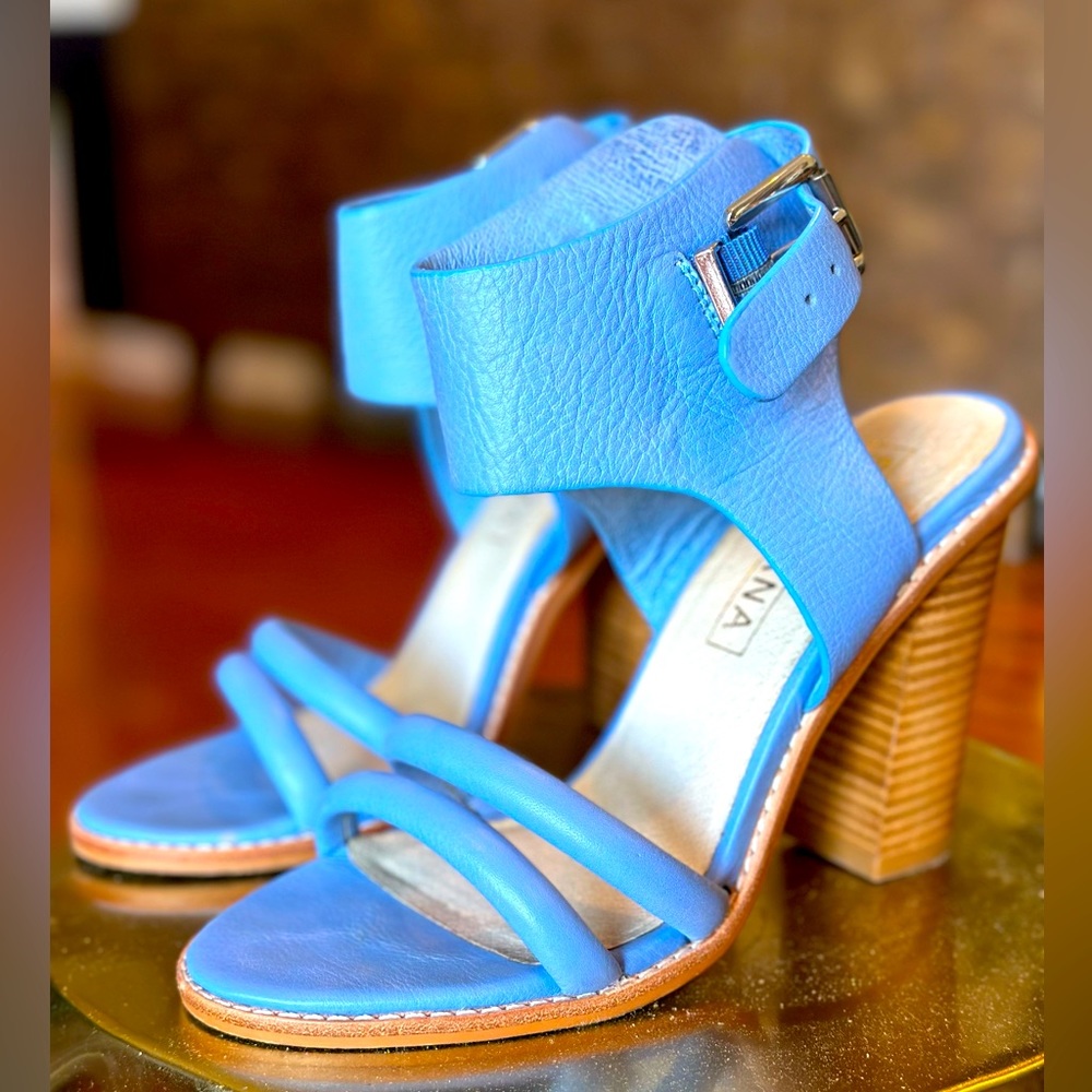 Sol San Tiki Light Denim Block Heel Sandal.